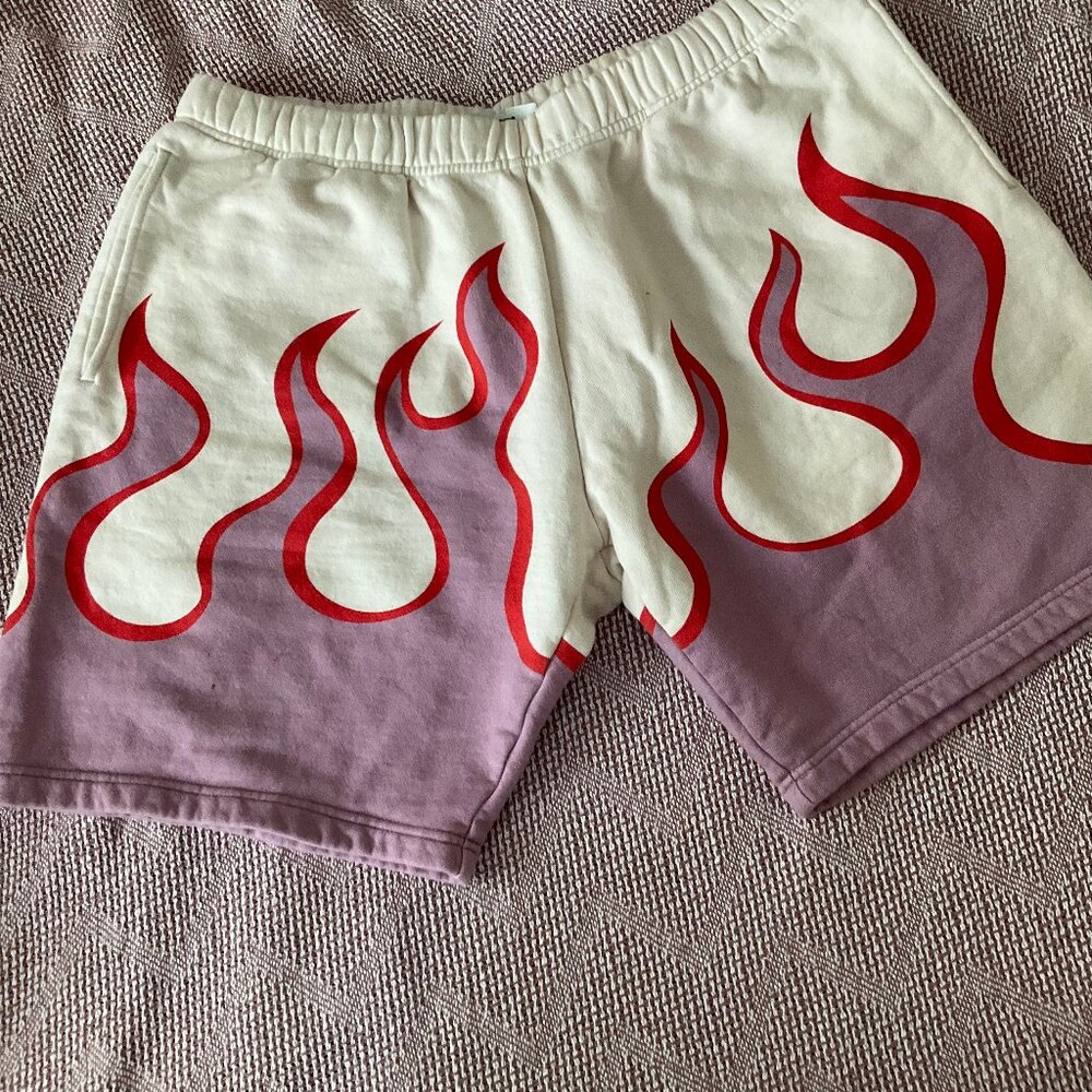 Teddy Fresh Mens Lounge Shorts / Purple and White Flames / XXL / Great condition